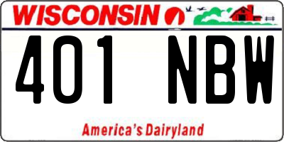 WI license plate 401NBW