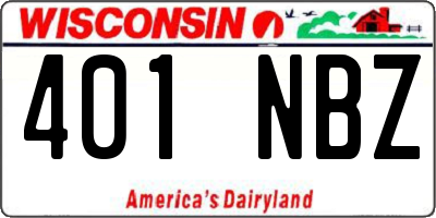 WI license plate 401NBZ