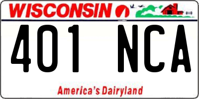 WI license plate 401NCA