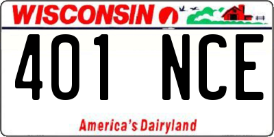 WI license plate 401NCE
