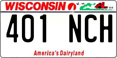 WI license plate 401NCH