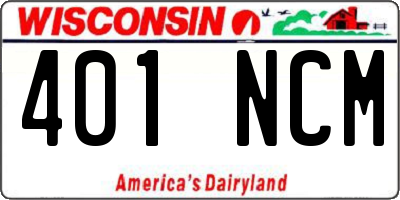 WI license plate 401NCM