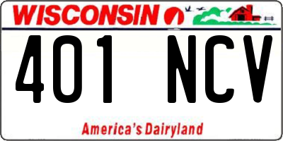 WI license plate 401NCV