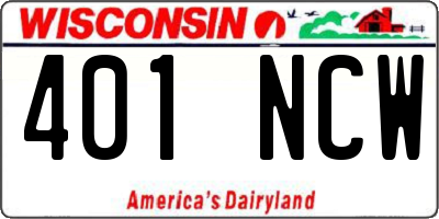 WI license plate 401NCW