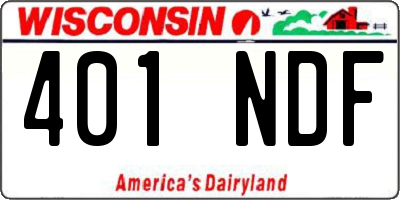 WI license plate 401NDF