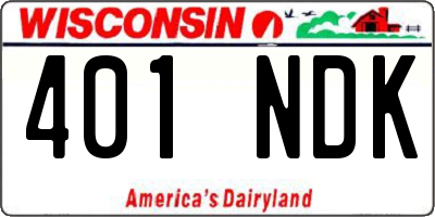 WI license plate 401NDK