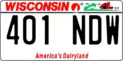 WI license plate 401NDW
