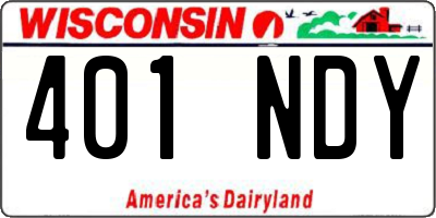 WI license plate 401NDY