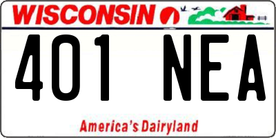 WI license plate 401NEA
