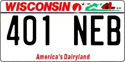 WI license plate 401NEB