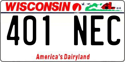 WI license plate 401NEC