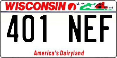 WI license plate 401NEF