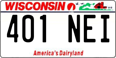 WI license plate 401NEI