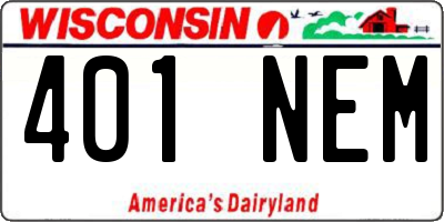 WI license plate 401NEM