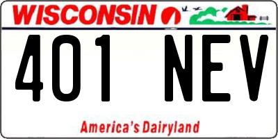 WI license plate 401NEV