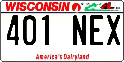 WI license plate 401NEX