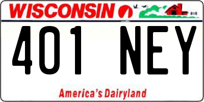WI license plate 401NEY