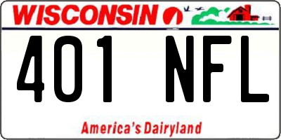 WI license plate 401NFL
