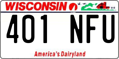 WI license plate 401NFU