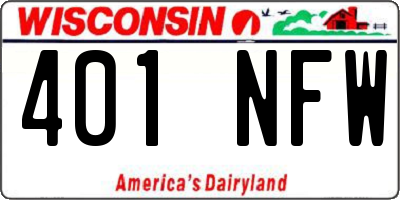 WI license plate 401NFW