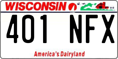 WI license plate 401NFX