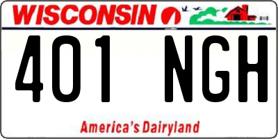 WI license plate 401NGH