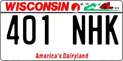 WI license plate 401NHK