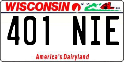 WI license plate 401NIE