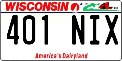 WI license plate 401NIX