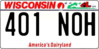 WI license plate 401NOH