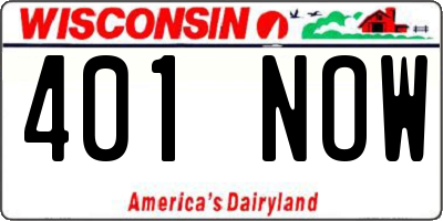WI license plate 401NOW