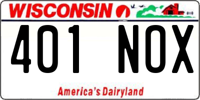 WI license plate 401NOX