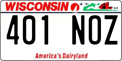 WI license plate 401NOZ