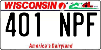 WI license plate 401NPF