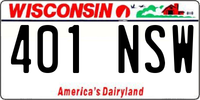 WI license plate 401NSW