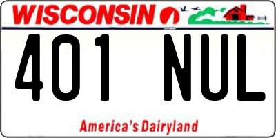 WI license plate 401NUL