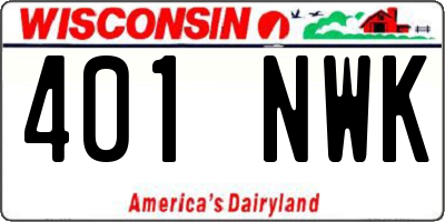 WI license plate 401NWK
