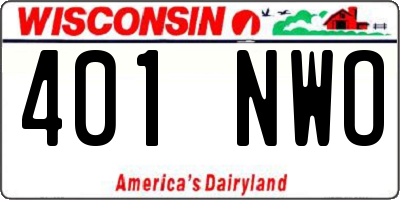 WI license plate 401NWO