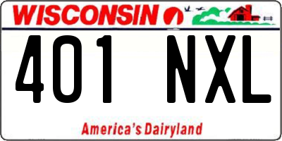 WI license plate 401NXL