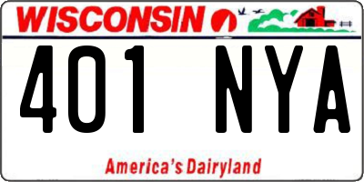 WI license plate 401NYA