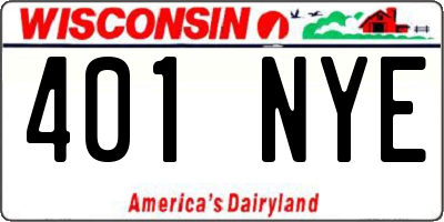 WI license plate 401NYE