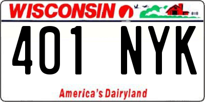 WI license plate 401NYK