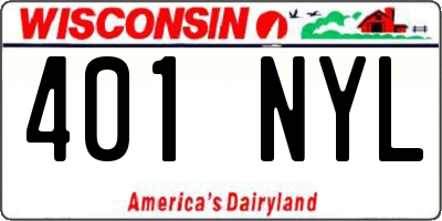 WI license plate 401NYL