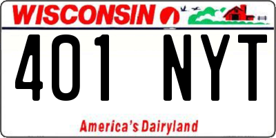 WI license plate 401NYT