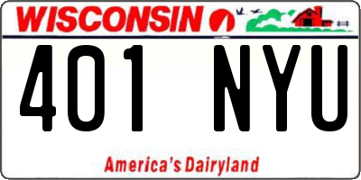 WI license plate 401NYU