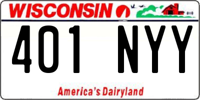WI license plate 401NYY