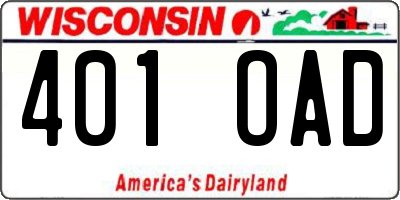WI license plate 401OAD
