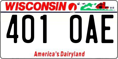 WI license plate 401OAE