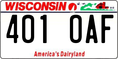 WI license plate 401OAF