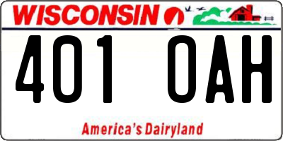 WI license plate 401OAH